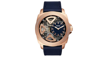 Pulseira de relógio Fossil BQ2207 Couro Azul 24mm